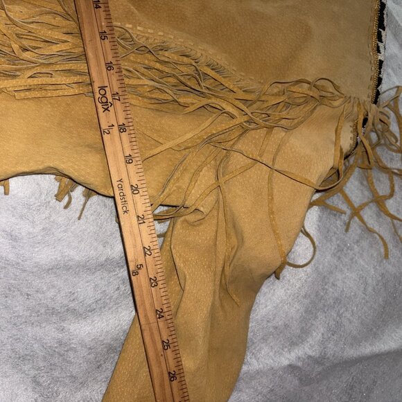 Cripple Creek Leather Jacket Fringe Beaded Women's XL Brown Western Aztec Boho - Picture 7 of 9